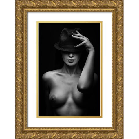 Portrait Gold Ornate Wood Framed Art Print with Double Matting by Valevicius, Aurimas