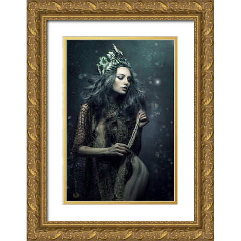 Amadahy Gold Ornate Wood Framed Art Print with Double Matting by Siegart