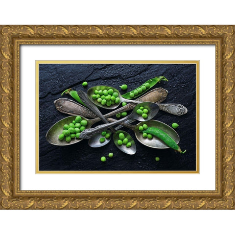 Spoonsagreen Pea Gold Ornate Wood Framed Art Print with Double Matting by Karina, Aleksandrova