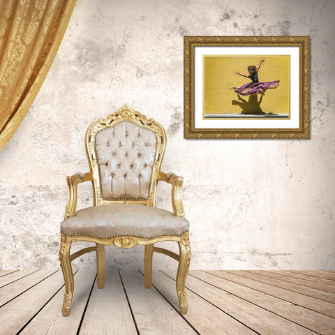 Brenda Jumping Gold Ornate Wood Framed Art Print with Double Matting by Gil Raga, Joan