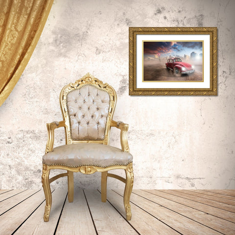 Lipstic Crimes Gold Ornate Wood Framed Art Print with Double Matting by Mymon, Noam