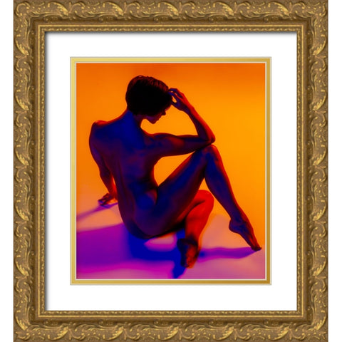Mosaic Gold Ornate Wood Framed Art Print with Double Matting by CEBImagery