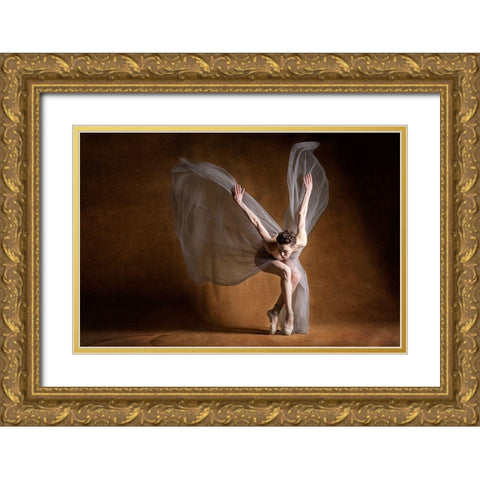 Angel Wings Gold Ornate Wood Framed Art Print with Double Matting by Hartoov, Motti