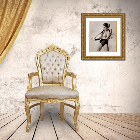 Elastic Lady Gold Ornate Wood Framed Art Print with Double Matting by Springgay, Daniel