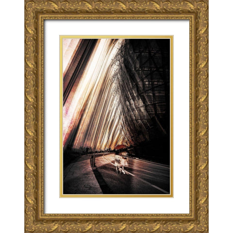 Women With Parasol Gold Ornate Wood Framed Art Print with Double Matting by Chiriaco, Carmine