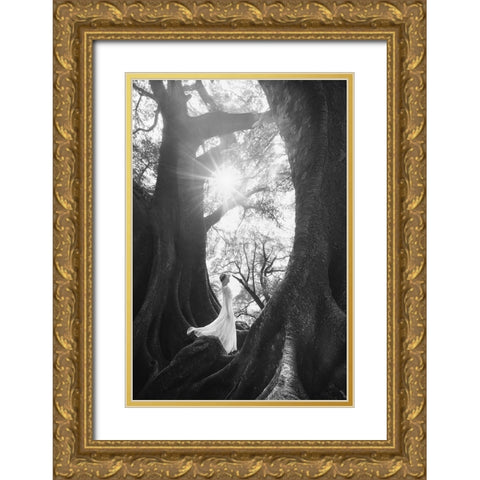 The Daughter Of Trees Gold Ornate Wood Framed Art Print with Double Matting by TIANQI