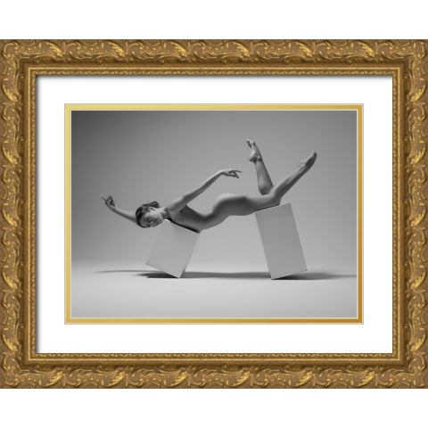 Studio Swimmer Gold Ornate Wood Framed Art Print with Double Matting by Catchlight Studio