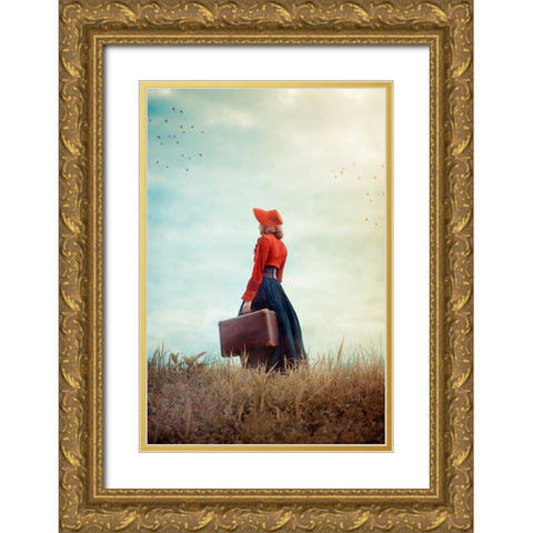 Make Me Stay Gold Ornate Wood Framed Art Print with Double Matting by Neer, Ildiko