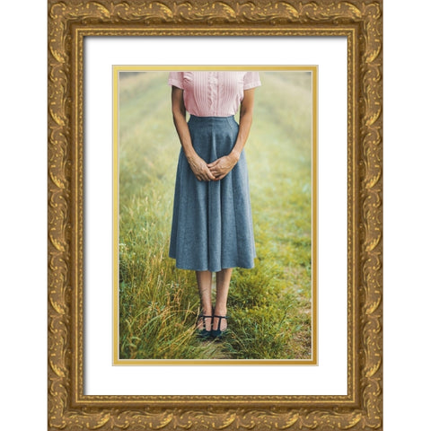 Shyness Gold Ornate Wood Framed Art Print with Double Matting by Neer, Ildiko