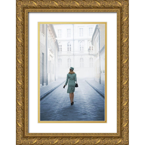 Walk Like A Lady Gold Ornate Wood Framed Art Print with Double Matting by Neer, Ildiko