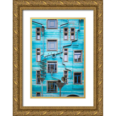 Art In The Backyard Gold Ornate Wood Framed Art Print with Double Matting by Pfeiffer, Peter