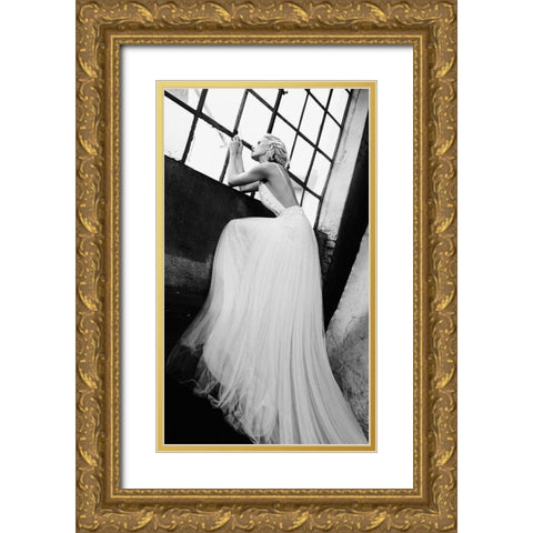 At The Window Gold Ornate Wood Framed Art Print with Double Matting by Peter Muller Photography