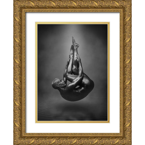 Drop Gold Ornate Wood Framed Art Print with Double Matting by DDiArte