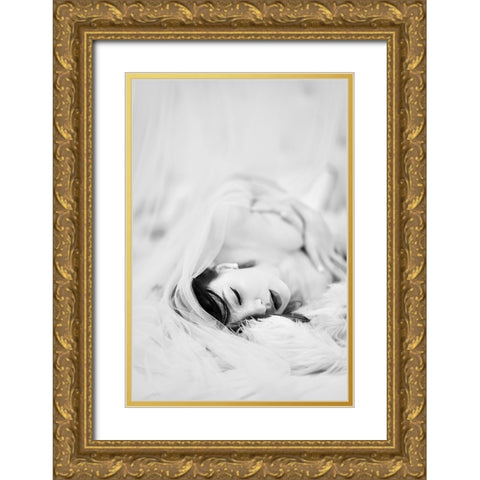 Untitled Gold Ornate Wood Framed Art Print with Double Matting by Tu, Jing Xin