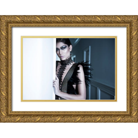 Dark Beauty Gold Ornate Wood Framed Art Print with Double Matting by Rozenzvig, Carmit