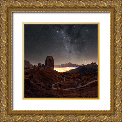Ghosts Of Cinque Torri Gold Ornate Wood Framed Art Print with Double Matting by Smid Master, Jan