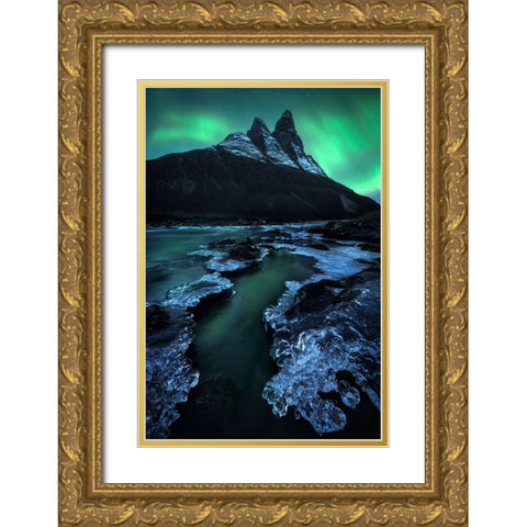 Arctic Night Gold Ornate Wood Framed Art Print with Double Matting by Gastager, Daniel