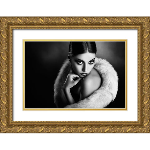Diva3 Gold Ornate Wood Framed Art Print with Double Matting by Tambe, Peppe