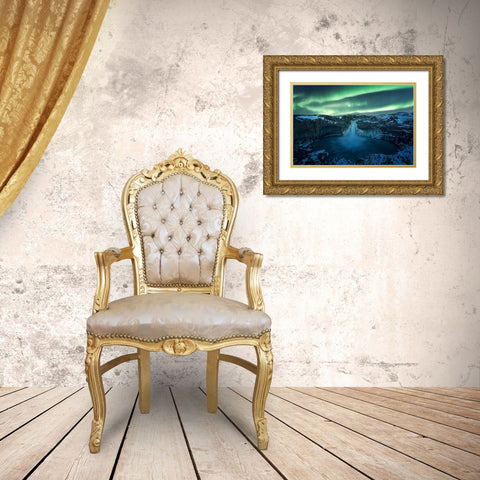 Aurora Borealis Gold Ornate Wood Framed Art Print with Double Matting by Martin Castan, David