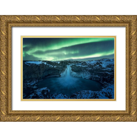 Aurora Borealis Gold Ornate Wood Framed Art Print with Double Matting by Martin Castan, David