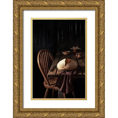 Mixed Flour Country Bread Gold Ornate Wood Framed Art Print with Double Matting by Vlaicu, Denisa
