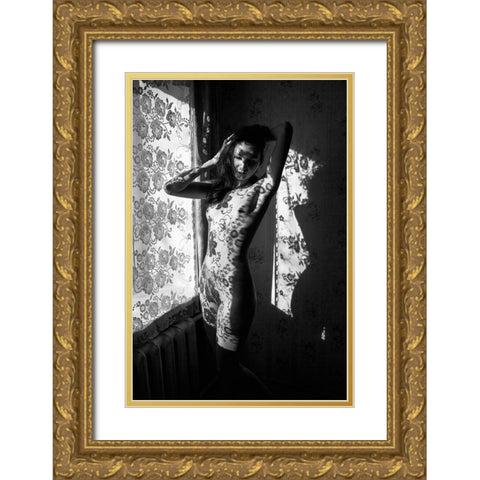 Lace 3 Gold Ornate Wood Framed Art Print with Double Matting by Faletkin, Mikhail