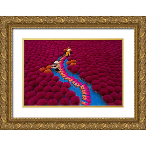 Incensing Work Gold Ornate Wood Framed Art Print with Double Matting by Khan Ronnie, Azim