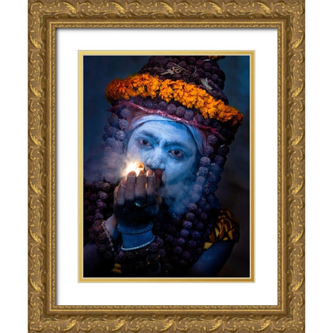 Sadhu Gold Ornate Wood Framed Art Print with Double Matting by Oberai, Jassi