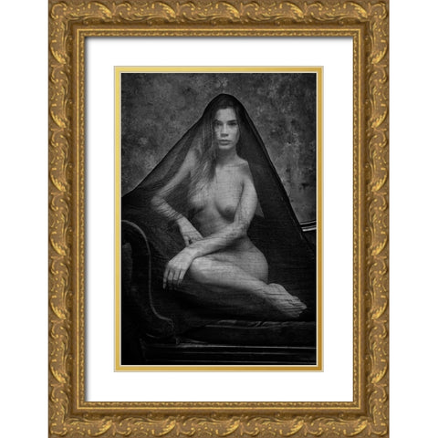 Lorena With Tulle Gold Ornate Wood Framed Art Print with Double Matting by Gil Raga, Joan