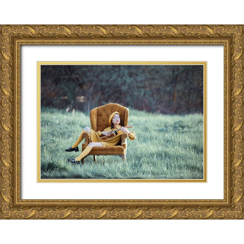 Power Of The Music Gold Ornate Wood Framed Art Print with Double Matting by Jia, Wendy