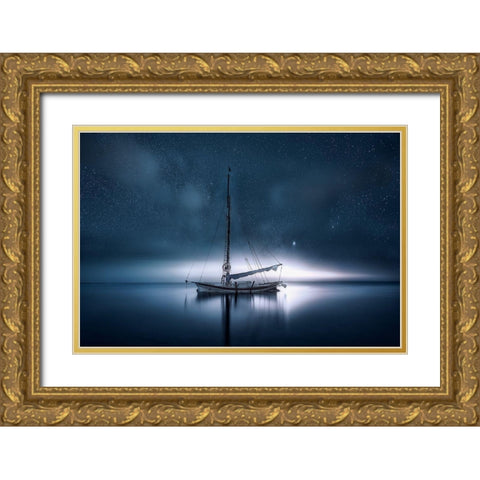 Drifting Night Gold Ornate Wood Framed Art Print with Double Matting by Antonio Trivino, Jose