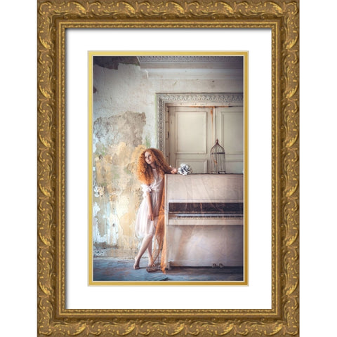 Redhead Muse Gold Ornate Wood Framed Art Print with Double Matting by Bolgov (Axe), Ruslan