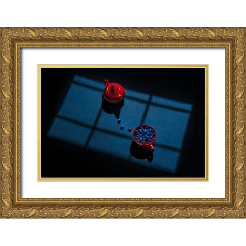 Blueberry Break Gold Ornate Wood Framed Art Print with Double Matting by Jacobs, Lydia