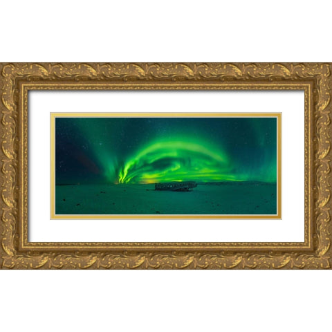 Night In Iceland Gold Ornate Wood Framed Art Print with Double Matting by Pedretti, Ivan