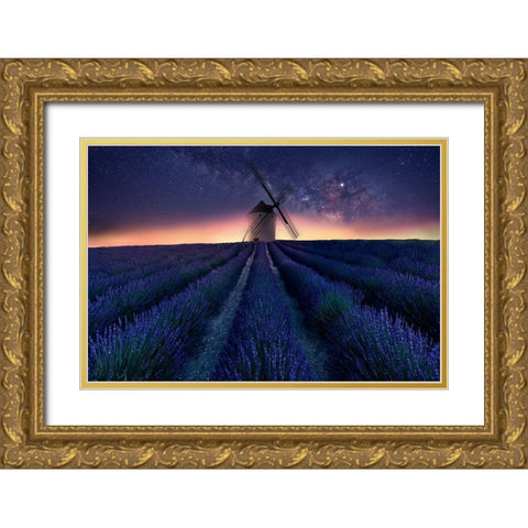 Lavender Night Gold Ornate Wood Framed Art Print with Double Matting by Antonio Trivino, Jose