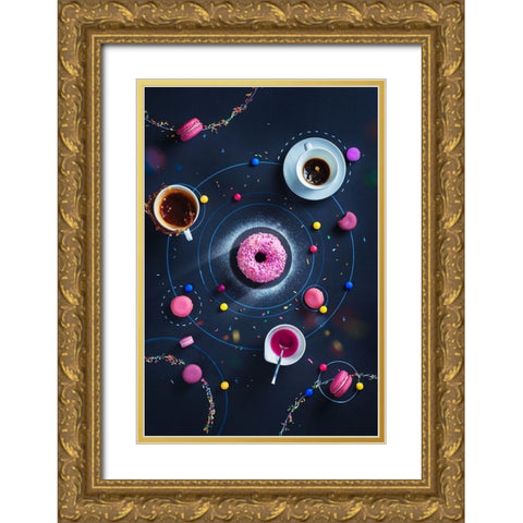 Space Donut Gold Ornate Wood Framed Art Print with Double Matting by Belenko, Dina