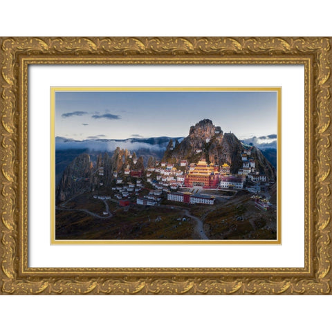 Triten Norbutse Gold Ornate Wood Framed Art Print with Double Matting by Simoon