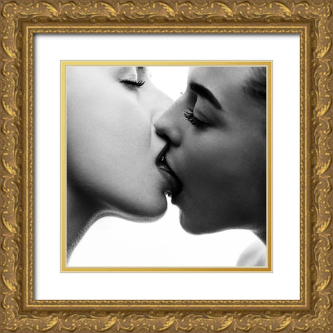Kiss Gold Ornate Wood Framed Art Print with Double Matting by Krystynek Mqep, Martin