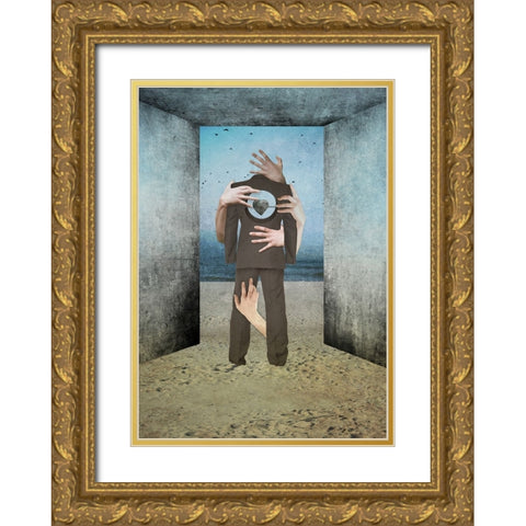 Heart Of Stone Gold Ornate Wood Framed Art Print with Double Matting by Tazarska, Lucyna