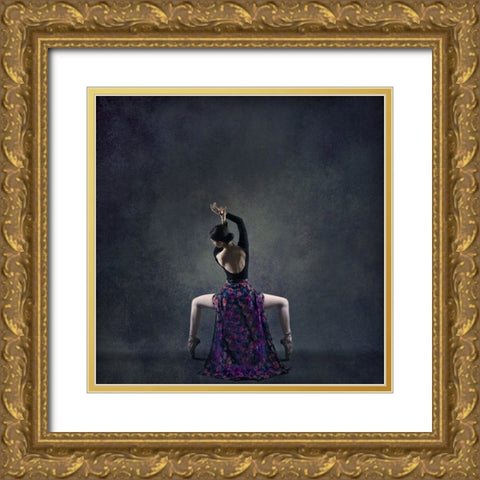 The Girl A Dance Gold Ornate Wood Framed Art Print with Double Matting by Hasheminasab, Moein