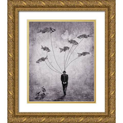 Land Of The Flying Dead Gold Ornate Wood Framed Art Print with Double Matting by Mohanraj, Arun