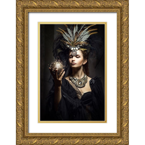 The Sorceress Gold Ornate Wood Framed Art Print with Double Matting by Siegart