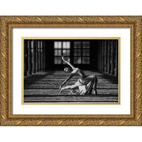 Evelina Gold Ornate Wood Framed Art Print with Double Matting by Kapsha, Eduards