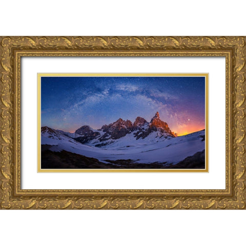 Baita Segantini Under The Night Sky Gold Ornate Wood Framed Art Print with Double Matting by Zheng, Michael