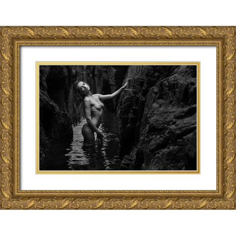 Gloria And The Water Gold Ornate Wood Framed Art Print with Double Matting by Gil Raga, Joan