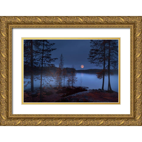 Red Moon Gold Ornate Wood Framed Art Print with Double Matting by Georgieva V, Nikki