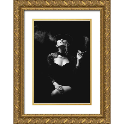 Sexy Lady 2 Gold Ornate Wood Framed Art Print with Double Matting by Kisworo, Sebastian