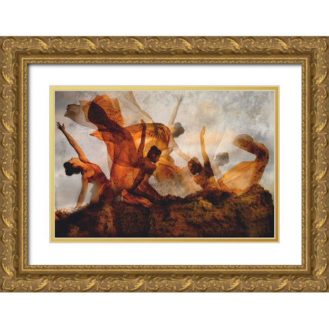 The Nymph Dance Gold Ornate Wood Framed Art Print with Double Matting by Pansky, Rachel