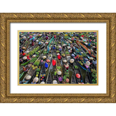 Lokbaintan Floating Market Festival Gold Ornate Wood Framed Art Print with Double Matting by Maududdin, Fauzan