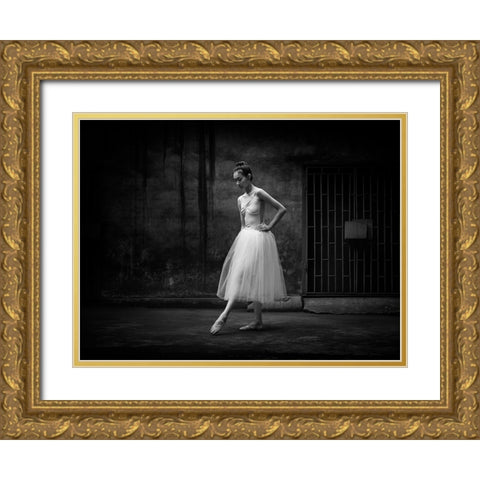 The Girl Gold Ornate Wood Framed Art Print with Double Matting by Z, Bingo